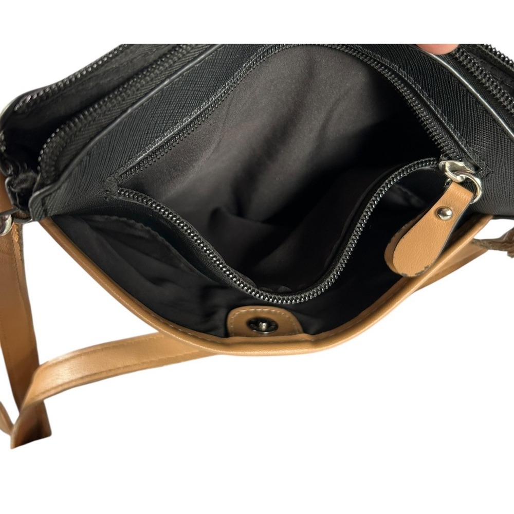 Giani Bernini Purse Womens 9'x9'x2' Crossbody Bag Black Tan Faux Leather Handbag - Picture 12 of 15